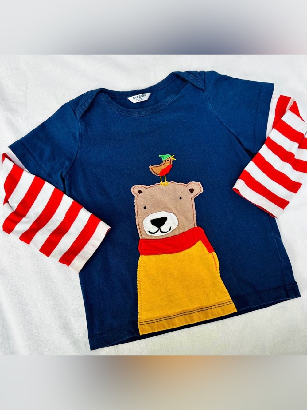 Baby Boden Bear applique Long-Sleeve Shirt, 18-24 Months